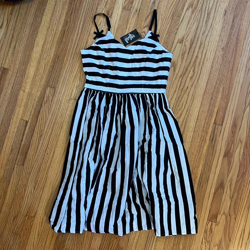 Hell Bunny Rockabilly Black and White Striped Dress